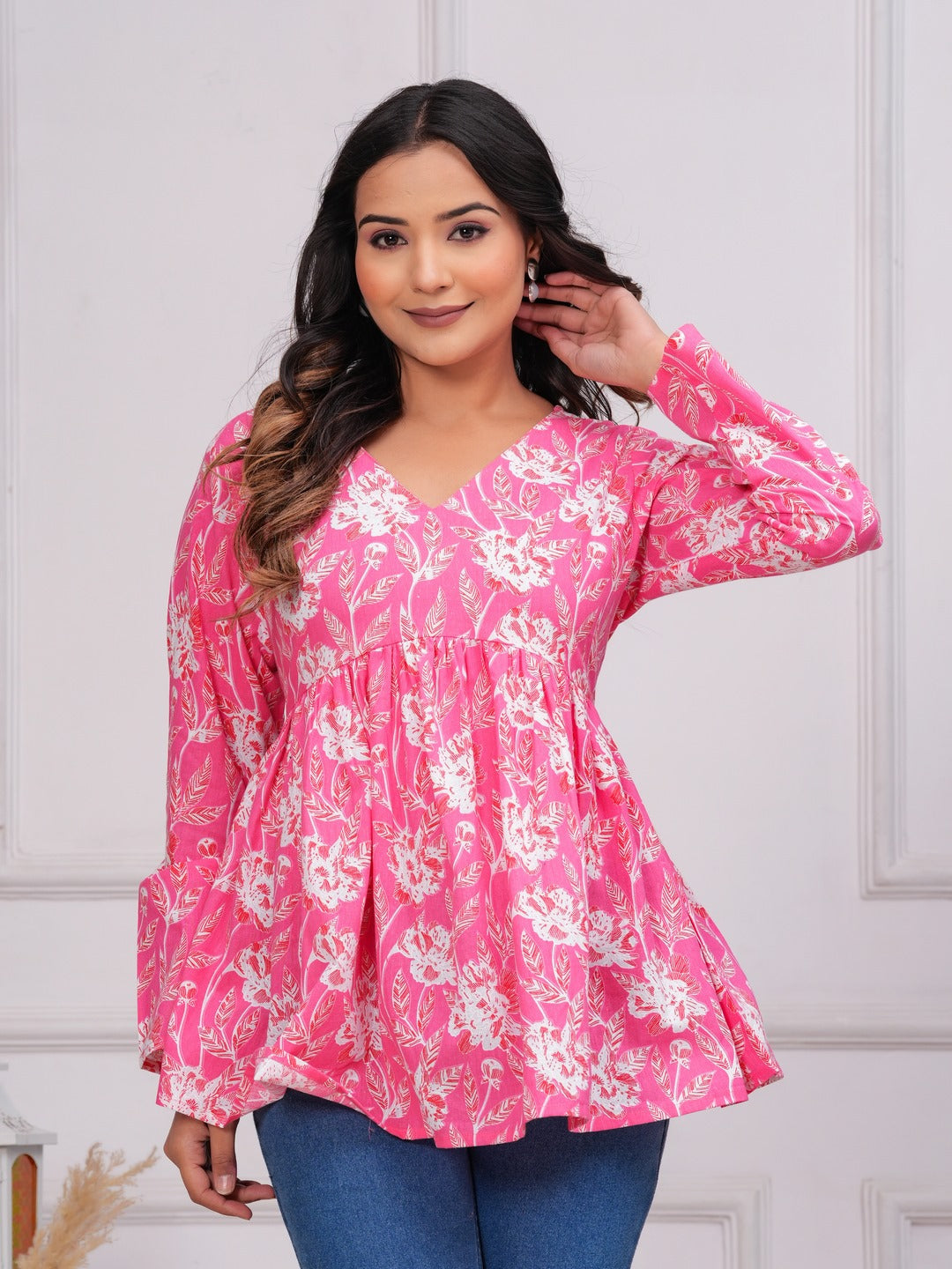 Pink Cotton Floral Top