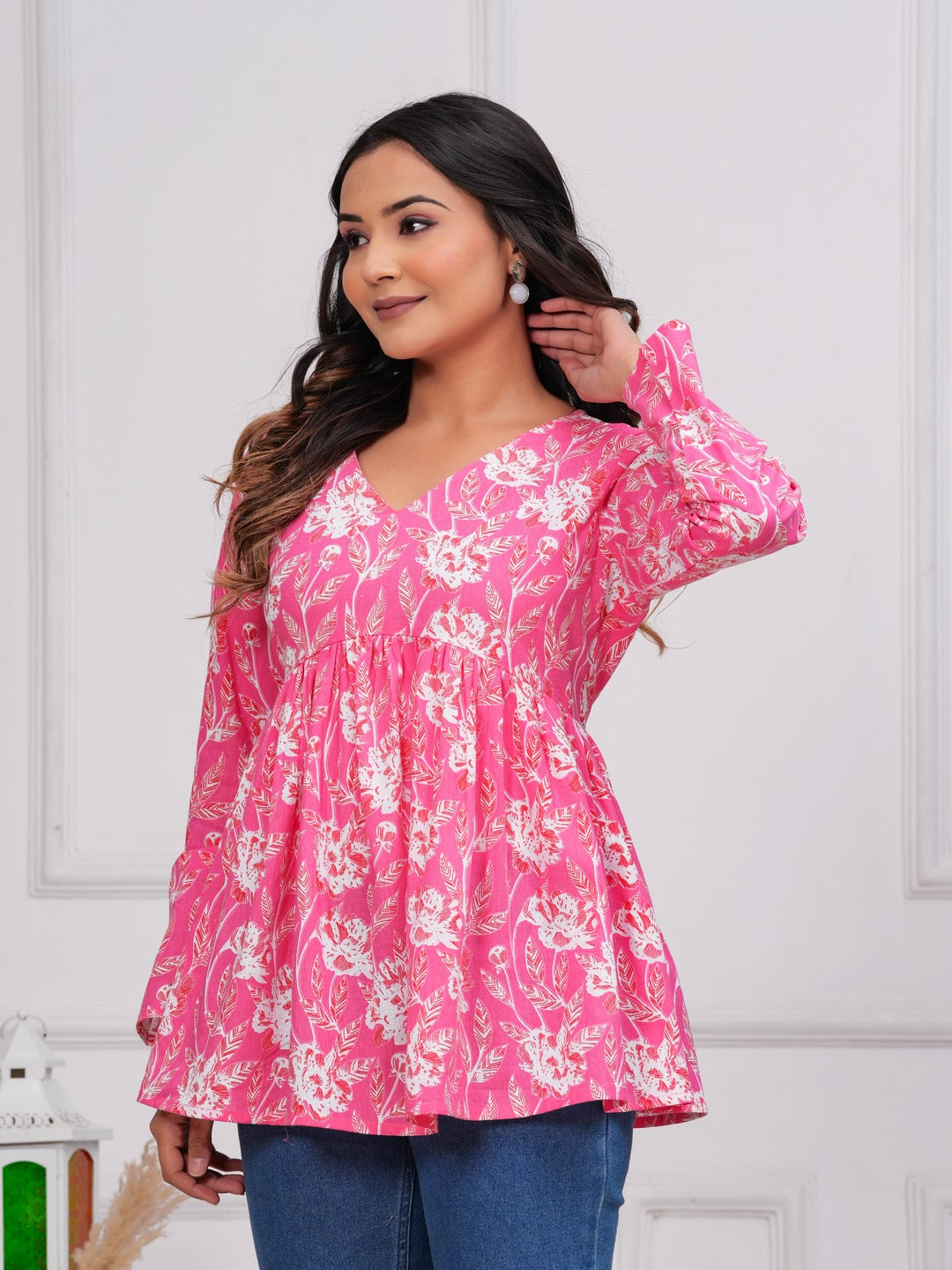 Pink Cotton Floral Top