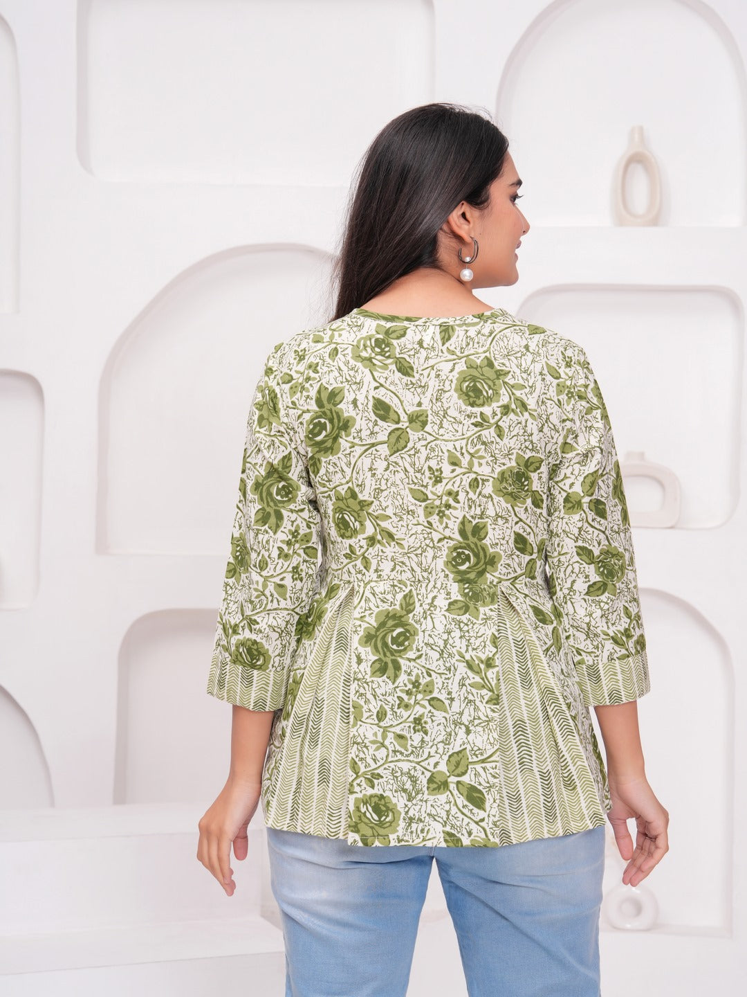 Green Cotton Floral Top