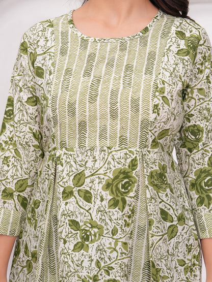 Green Cotton Floral Top