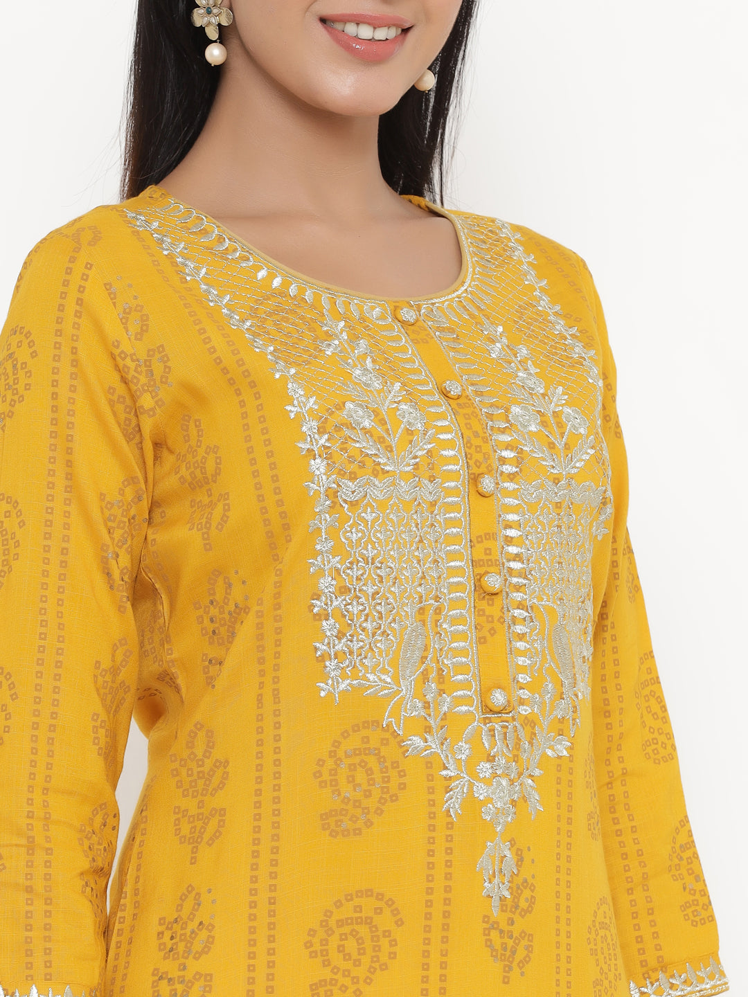 Rayon Bandhni Print Straight Kurta