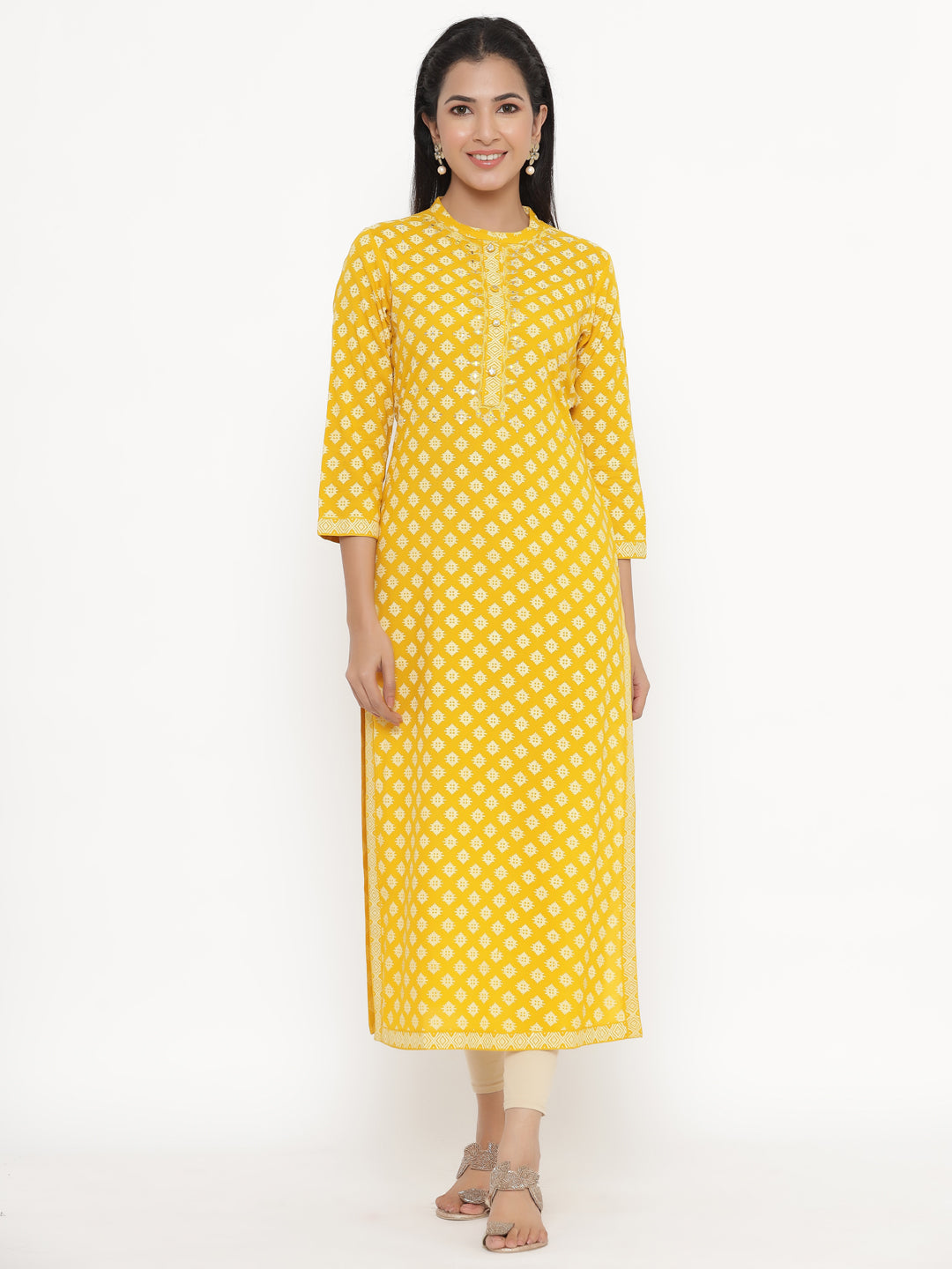 Rayon Block Print Straight Kurta