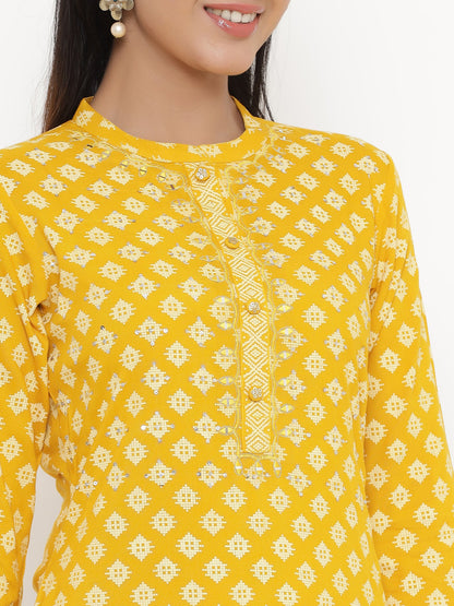 Rayon Block Print Straight Kurta