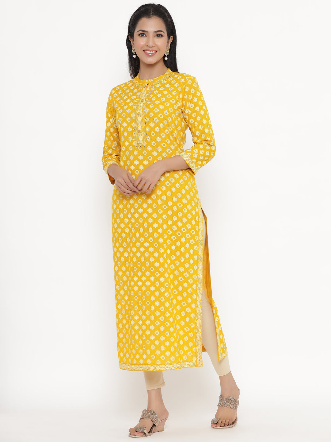 Rayon Block Print Straight Kurta