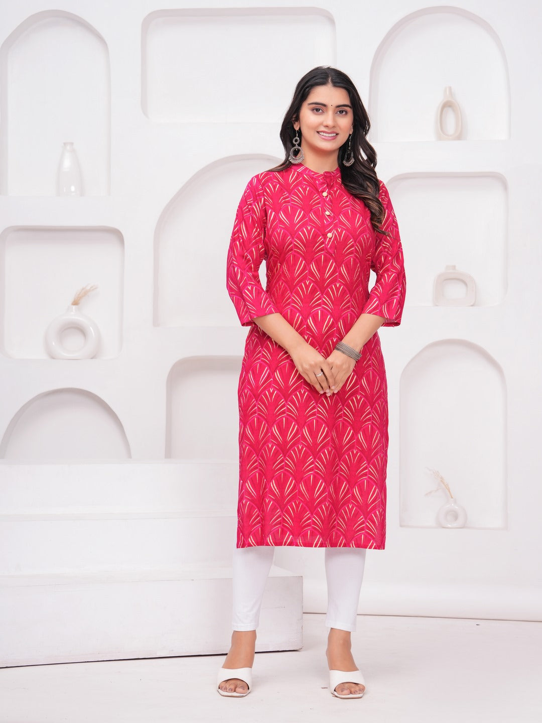 Red Rayon Straigth Kurta