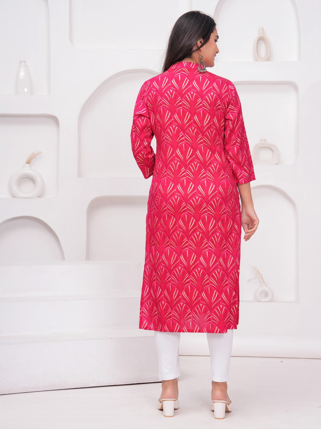 Red Rayon Straigth Kurta