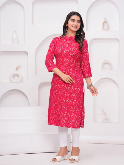 Red Rayon Straigth Kurta