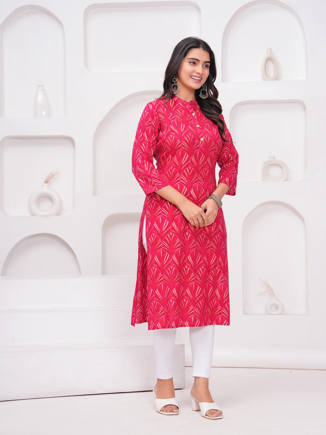 Red Rayon Straigth Kurta