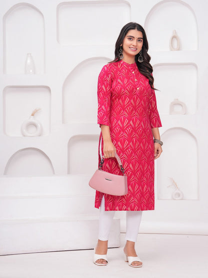 Red Rayon Straigth Kurta