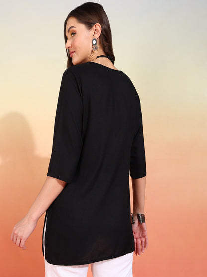 Straight Embroidered Viscose Rayon Tunic