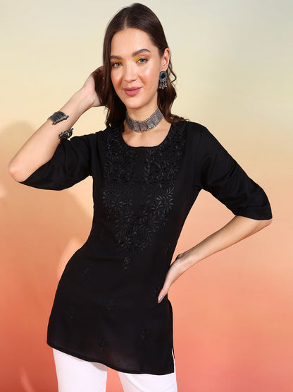 Straight Embroidered Viscose Rayon Tunic