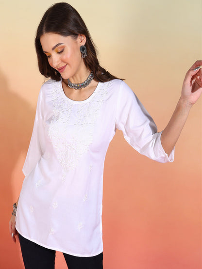 Straight Embroidered Viscose Rayon Tunic