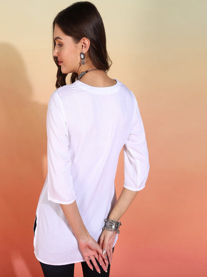 Straight Embroidered Viscose Rayon Tunic