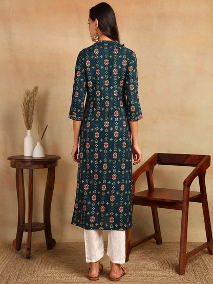 Straight Printed Viscose Rayon Kurta