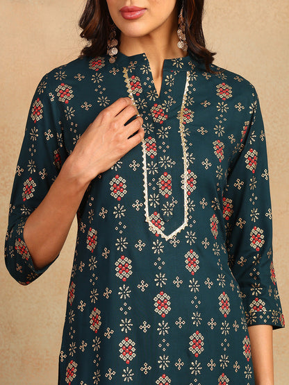 Straight Printed Viscose Rayon Kurta