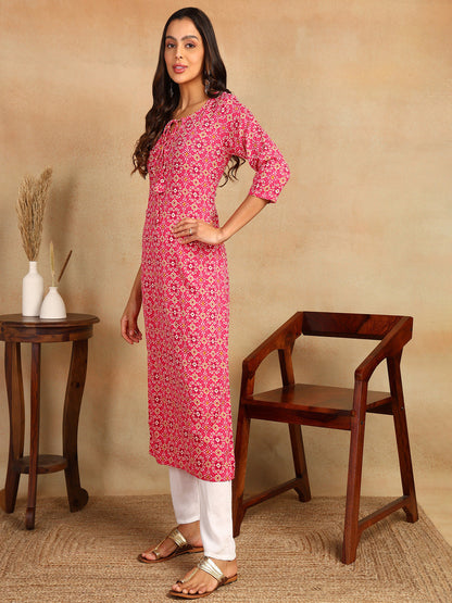 Straight Printed Viscose Rayon Kurta