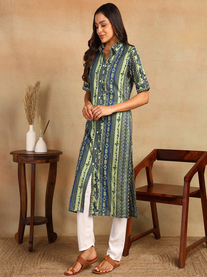 Frontslit Printed Viscose Rayon Kurta