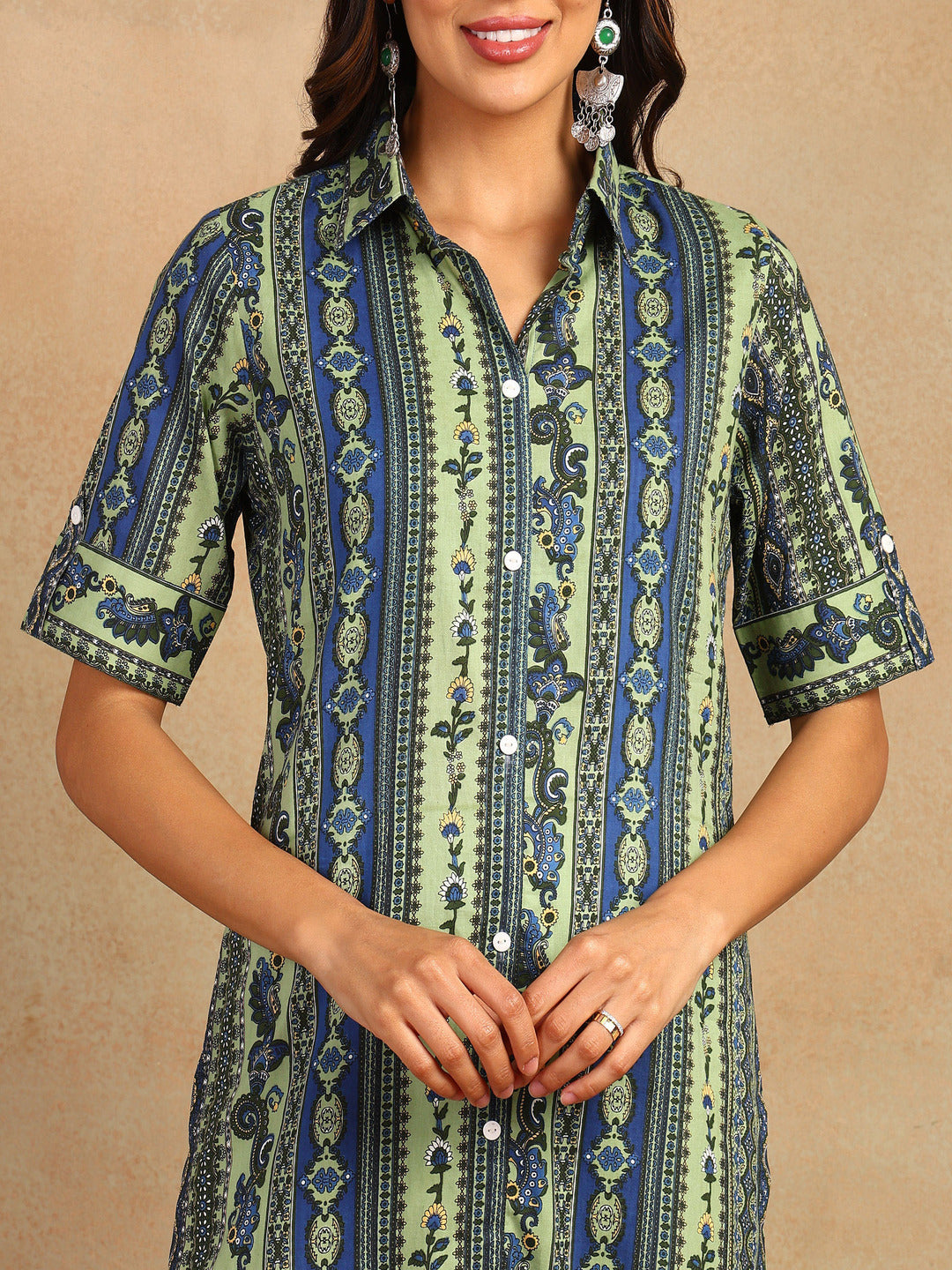 Frontslit Printed Viscose Rayon Kurta