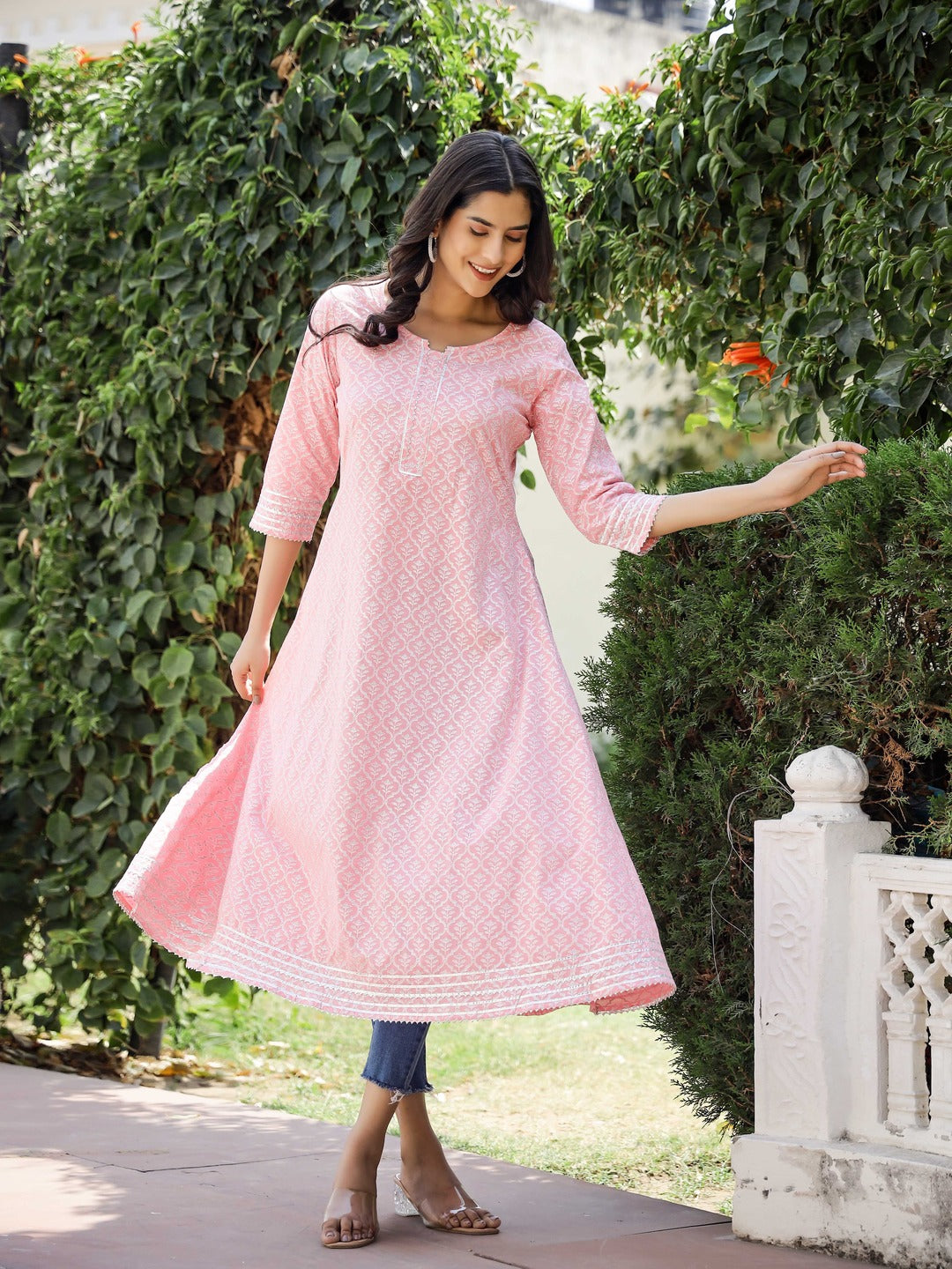 Anarkali Printed Pure Cotton Kurta