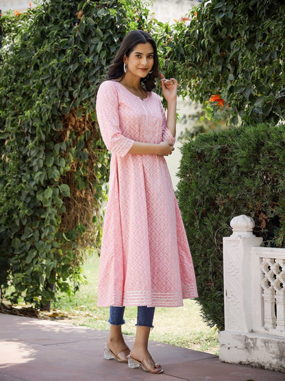 Anarkali Printed Pure Cotton Kurta