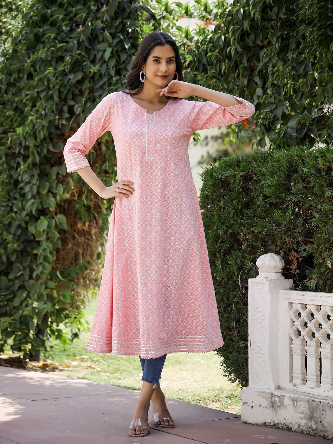 Anarkali Printed Pure Cotton Kurta