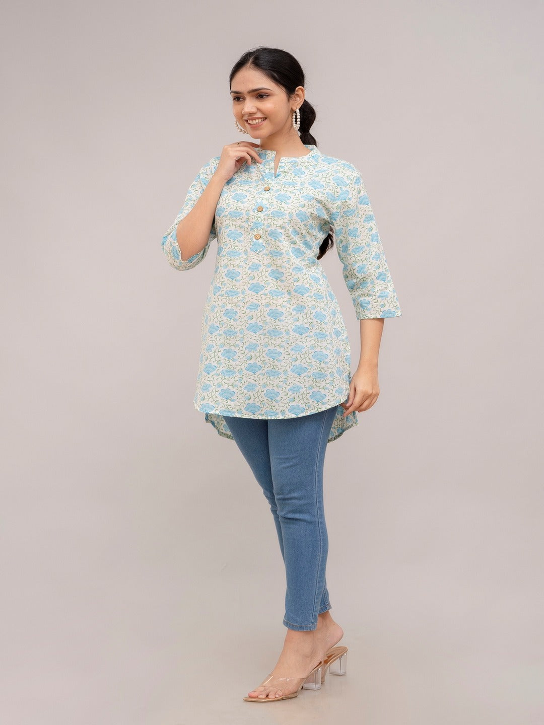 Printed Long Straight Cotton Tunics