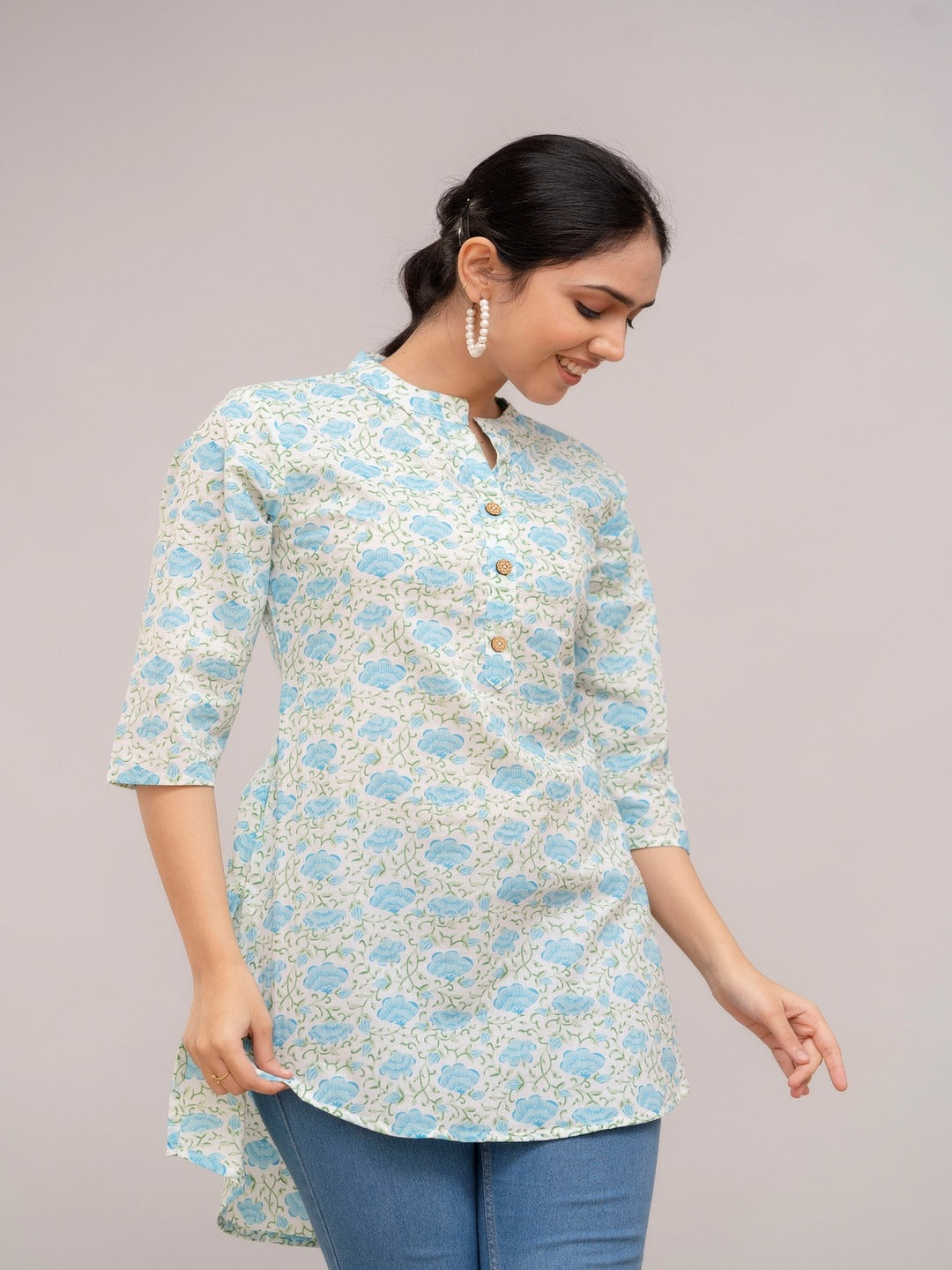 Printed Long Straight Cotton Tunics