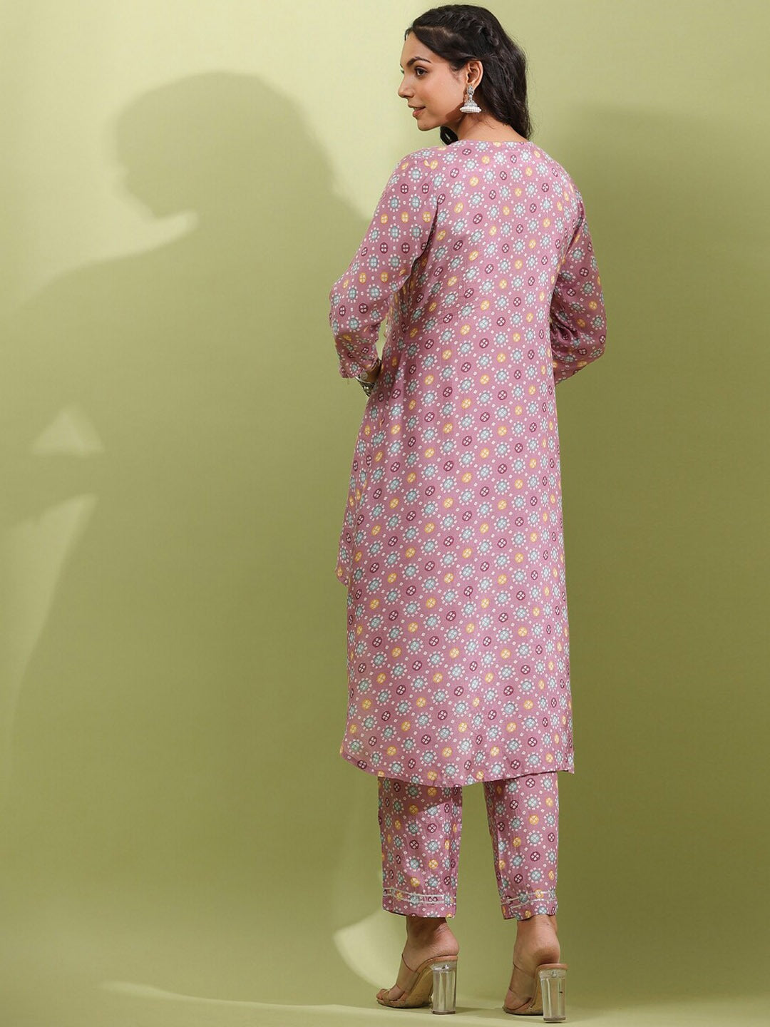 Bandhej Kurta & Trouser (Mauve)