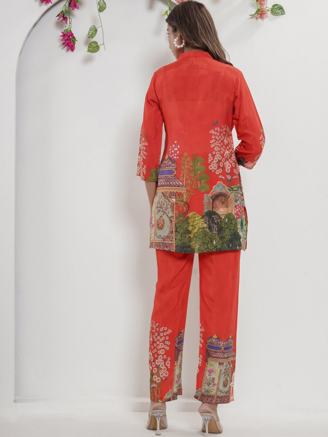 Printed Kurta With Palazzo (Orange)