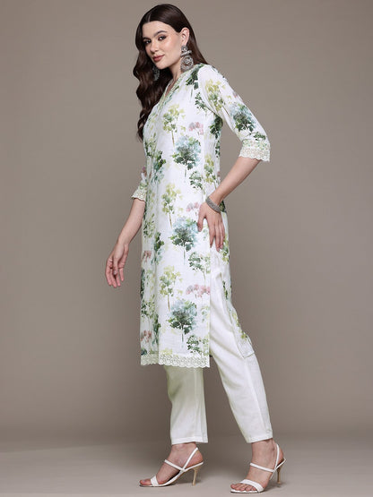 Straight style Linen fabric Multi color kurta with Bottom and Dupatta