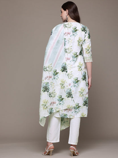 Straight style Linen fabric Multi color kurta with Bottom and Dupatta