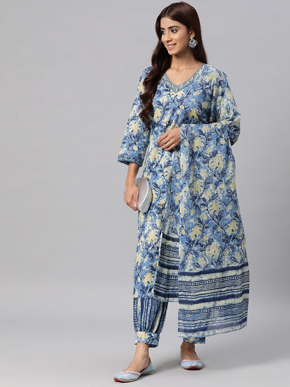 Cotton Printed Straight Kurta Salwar & Dupatta