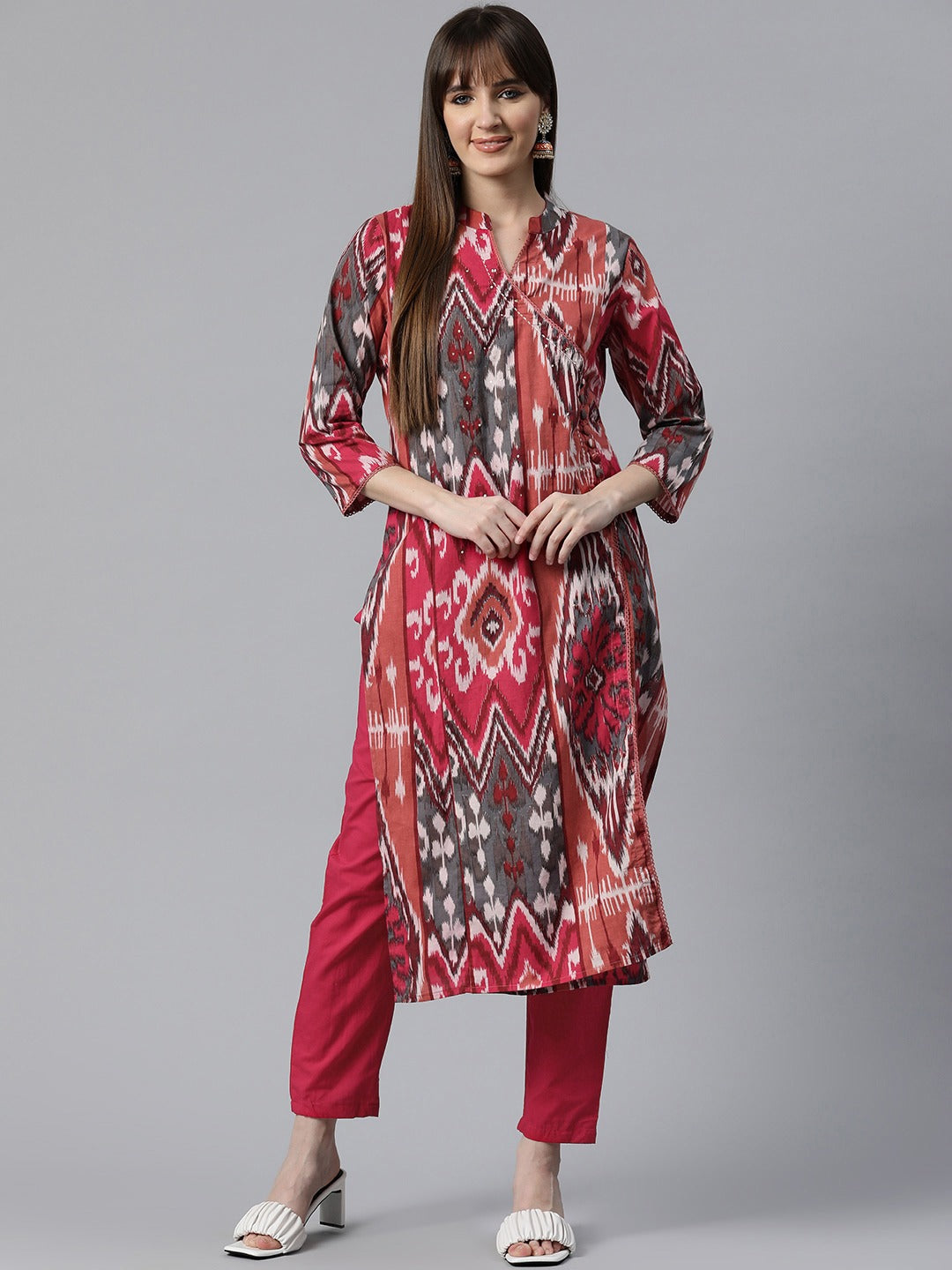 Printed Kurta & Pant (Pink)