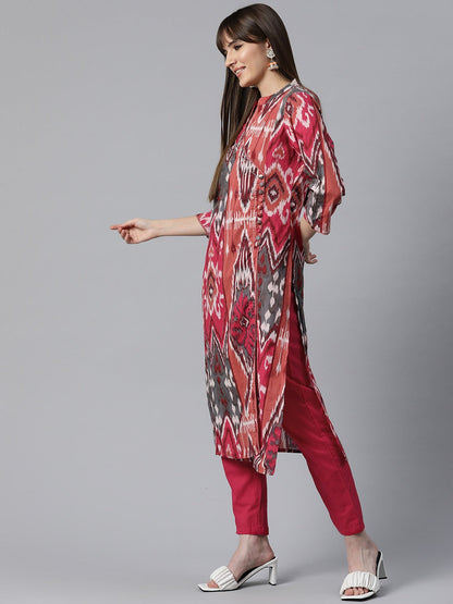 Printed Kurta & Pant (Pink)