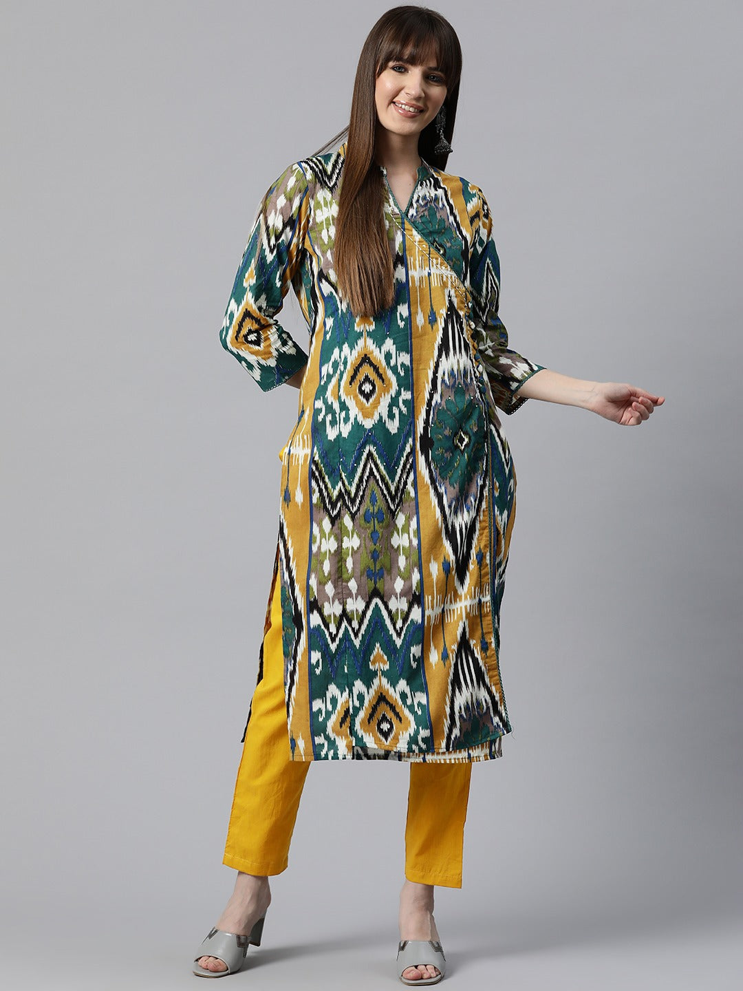 Printed Kurta & Pant (Mustard)