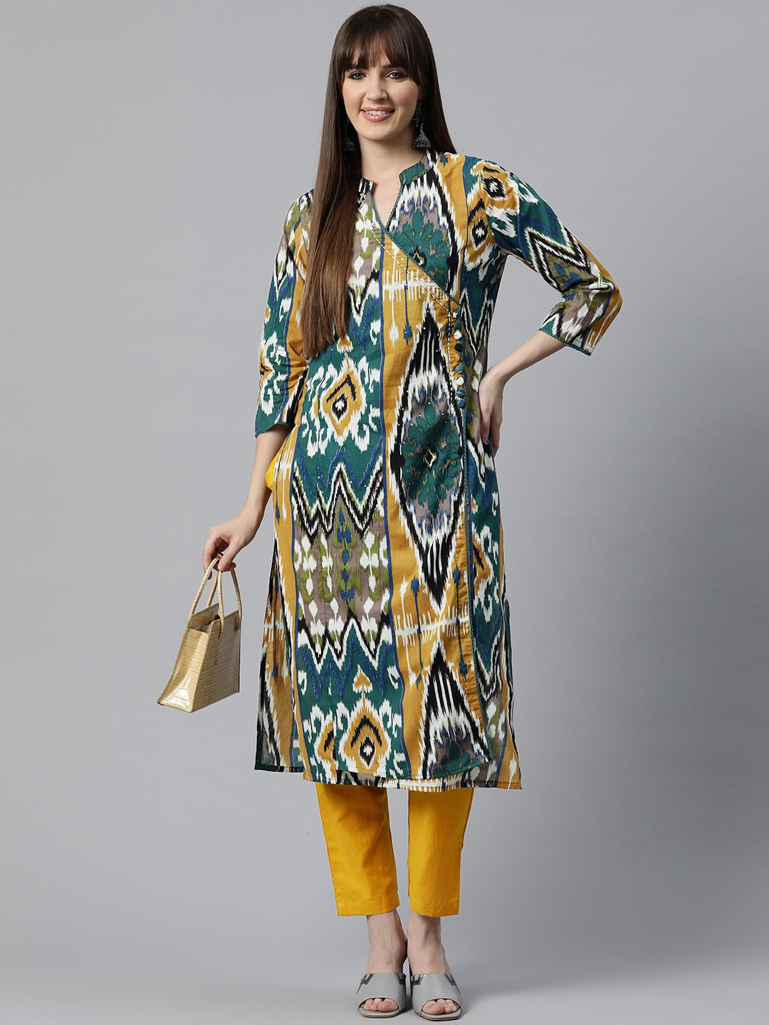 Printed Kurta & Pant (Mustard)