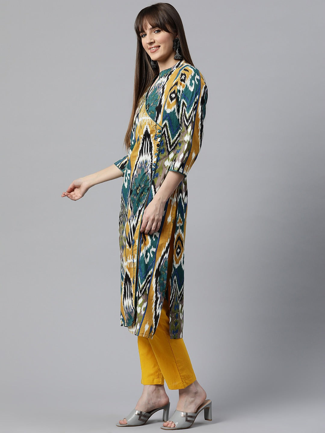 Printed Kurta & Pant (Mustard)