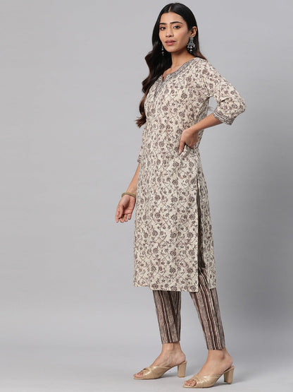 Cotton Printed Straight Kurta Pant & Dupatta