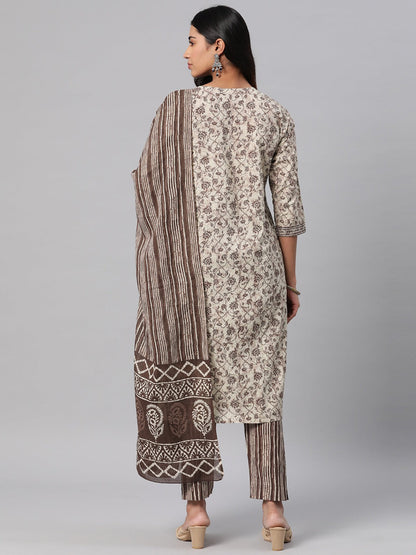 Cotton Printed Straight Kurta Pant & Dupatta