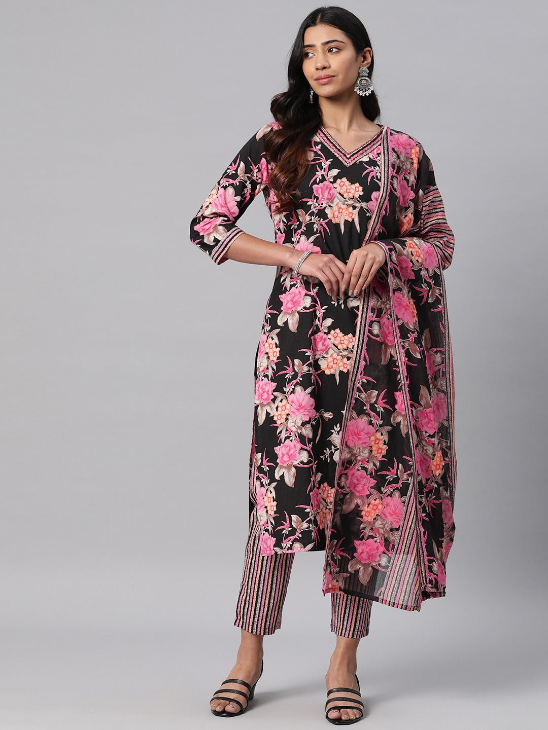 Floral Kurta Pant & Dupatta (Multi)