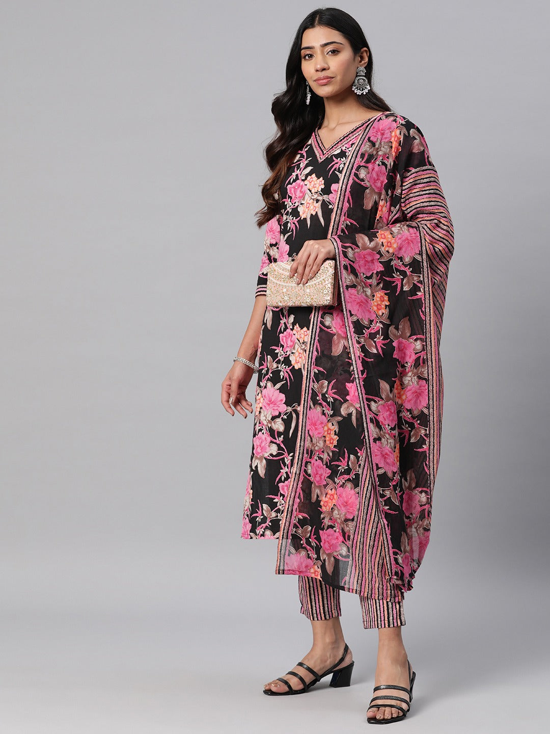 Floral Kurta Pant & Dupatta (Multi)