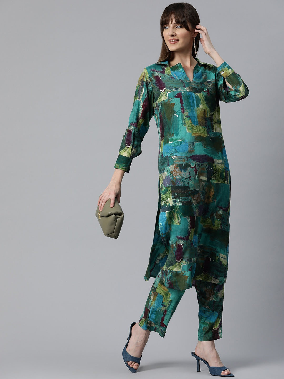 Printed Kurta & Pant (Sea - Green)