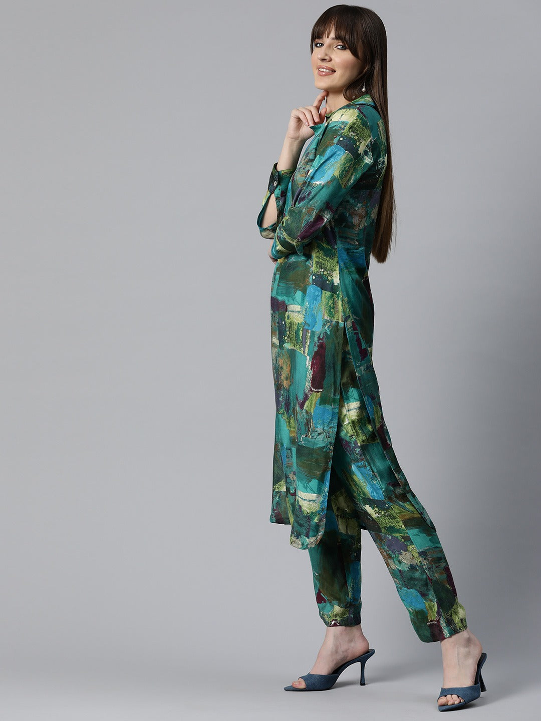 Printed Kurta & Pant (Sea - Green)