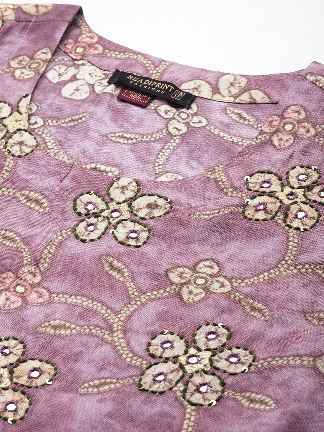 Straight Style Silk Fabric Mauve Color Printed Kurti With Palazzo And Dupatta With Printed Work