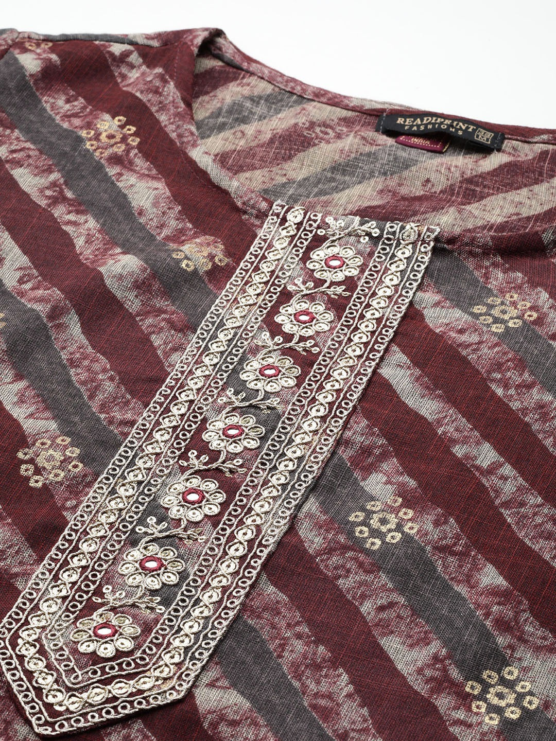 Straight Style Cotton Fabric Violet Color Printed Kurti With Palazzo And Dupatta With Printed Work