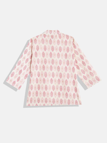 Straight Style Cotton Fabric Pink Color Paisley Printed Kurta With Pajama