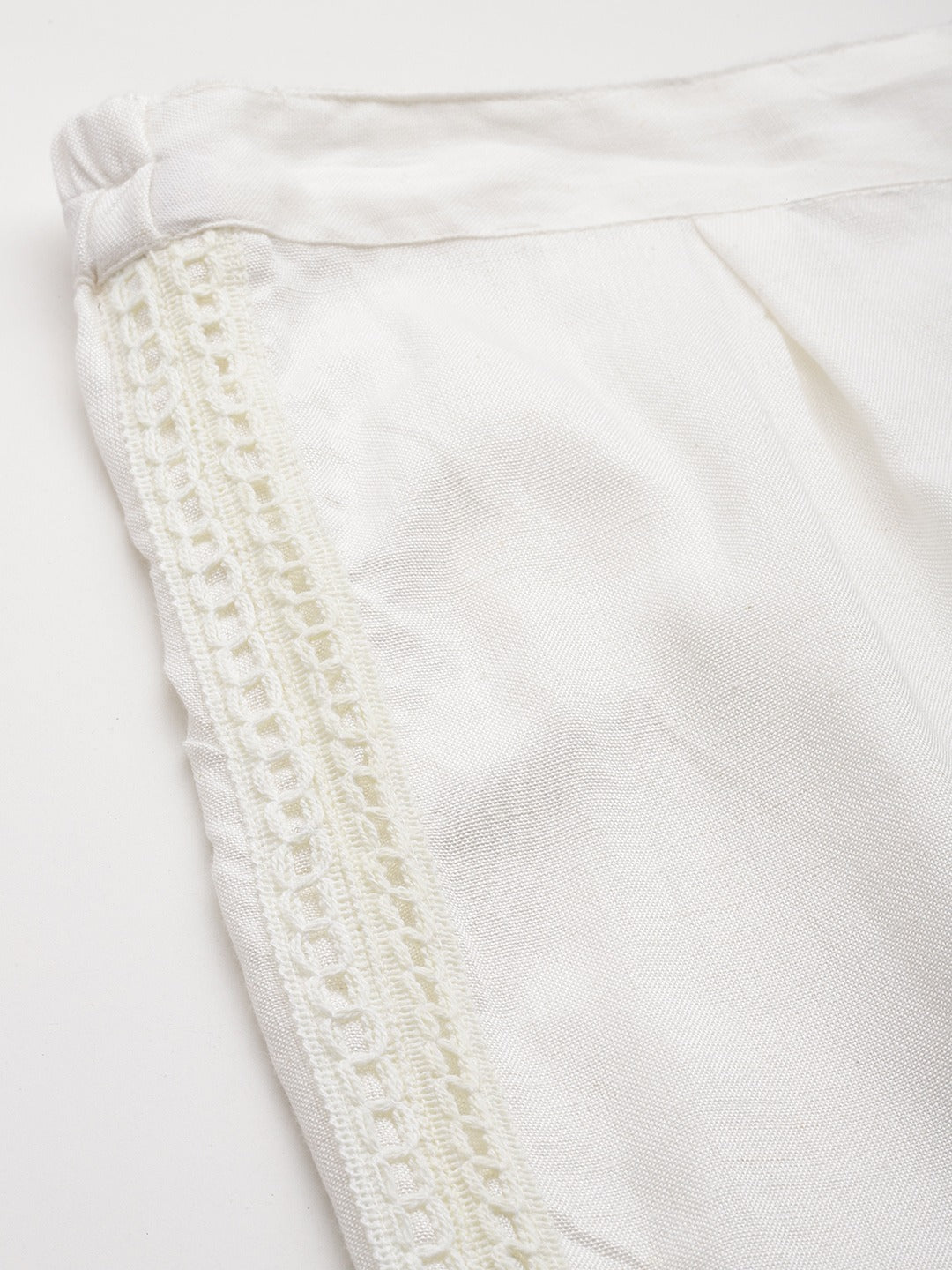 Rayon Fabric Off White Color Palazzos With Lace