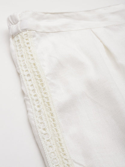 Rayon Fabric Off White Color Palazzos With Lace