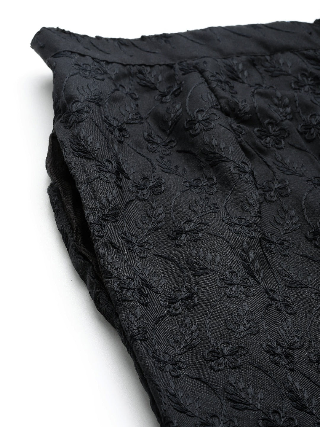 Cotton Fabric Black Color Embroidered Palazzos