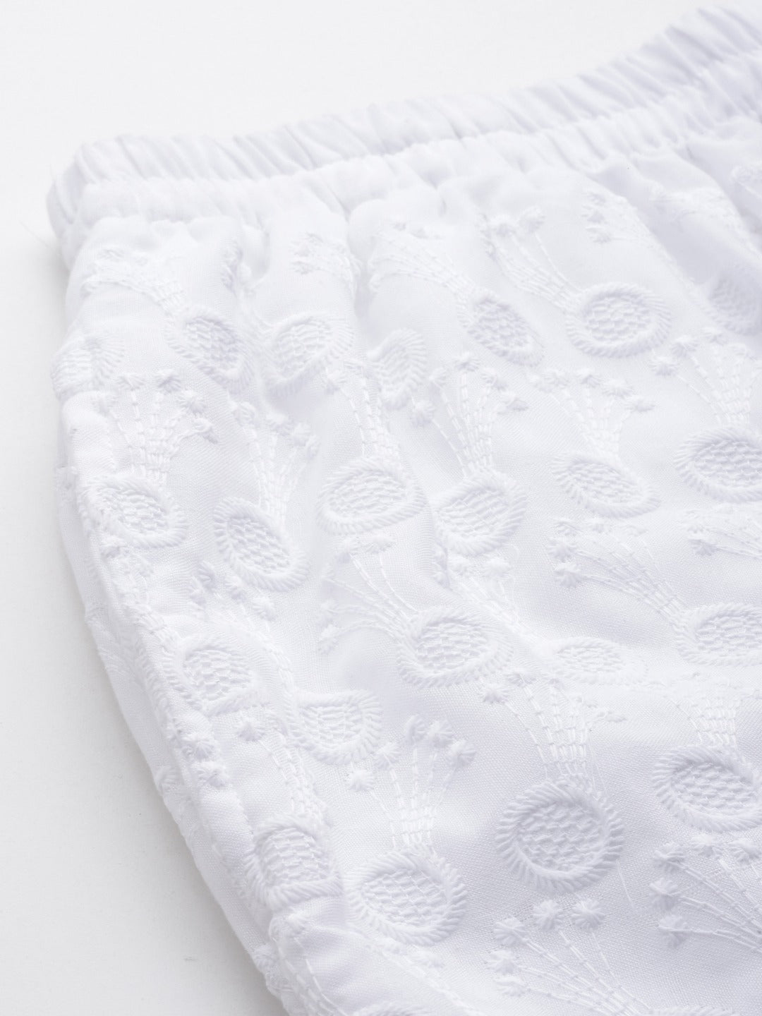 Cotton Fabric White Color Regular Fit Palazzos With Chikankari Work